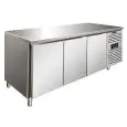 MESA REFRIGERADA DE ACERO INOX AISI 304 - VENTILADO - Mod SNACK 3100 BTF - N 3 PUERTAS - CAPACIDAD Lt 386 - TEMPERATURA -18°/-22°C - Dim cm L 179,5 x P 60 x h 86
