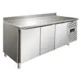 MESA REFRIGERADA CON PETO DE ACERO INOX AISI 304 - VENTILADO - Mod SNACK 3200 TNF - N 3 PUERTAS - CAPACIDAD Lt 386 - TEMPERATURA -2°/+8°C - Dim cm L 179,5 x P 60 x h 96