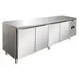 MESA REFRIGERADA DE ACERO INOX AISI 304 - VENTILADO - Mod SNACK 4100 BTF - N 4 PUERTAS - CAPACIDAD Lt 511 - TEMPERATURA -18°/-22°C - Dim cm L 223 x P 60 x h 86