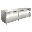 MESA REFRIGERADA EN ACERO INOX 304 - VENTILADA - Mod. UOCEM4100TN - N. 4 PUERTAS - CAPACIDAD Lt 511 - TEMPERATURA -2°/+8°C - Medidas cm L 223 x P 60 x h 86 - Homologación CE