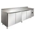 MESA REFRIGERADA CON PETO DE ACERO INOX AISI 304 - VENTILADO - Mod SNACK 4200 BTF - N 4 PUERTAS - CAPACIDAD Lt 511 - TEMPERATURA -18°/-22°C - Dim cm L 223 x P 60 x h 96