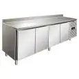 MESA REFRIGERADA CON PETO DE ACERO INOX AISI 304 - VENTILADO - Mod SNACK 4200 TNF - N 4 PUERTAS - CAPACIDAD Lt 511 - TEMPERATURA -2°/+8°C - Dim cm L 223 x P 60 x h 96