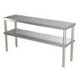 Estantería de sobremesa con dos estantes con patas a L para fijarlas a la encimiera de la mesa - Fabricada en acero inoxidable AISI 304 - Totalmente abierta