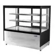 VITRINA PASTELERÍA - MOD. SQUARE - CRISTALES FRONTALES RECTOS - VENTILADA - TEMPERATURA 0/+8°C - ALIMENTACIÓN MONOFÁSICA 230V/1/50 Hz - ALTURA cm 120 - CE