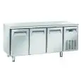 MESA REFRIGERADA DE ACERO INOX - PARA SNACK - MOD. SR 3100 - N. 3 PUERTAS - VENTILADO - CAPACIDAD Lt. 358 - TEMPERATURA -2° / +8° C - DIM. Cm L 180 x P 60 x H 85 - CE