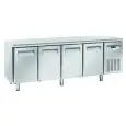 MESA REFRIGERADA DE ACERO INOX - PARA SNACK - MOD. SR 4100 - N. 4 PUERTAS - VENTILADO - CAPACIDAD Lt. 485 - TEMPERATURA -2° / +8° C - DIM. Cm L 225 x P 60 x H 85 - CE