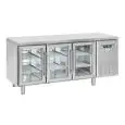 MESA REFRIGERADA DE ACERO INOX - PARA SNACK - MOD. SRG 3100 - N. 3 PUERTAS ACRISTALADAS - VENTILADO - CAPACIDAD Lt. 358 - TEMPERATURA +3° / +10° C - DIM. cm L 180 x P 62,5 x H 85 - CE