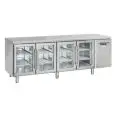 MESA REFRIGERADA DE ACERO INOX - PARA SNACK - MOD. SRG 4100 - N. 4 PUERTAS ACRISTALADAS - VENTILADO - CAPACIDAD Lt. 485 - TEMPERATURA +3° / +10° C - DIM. cm L 225 x P 62,5 x H 85 - CE
