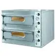 HORNO ELÉCTRICO PARA PIZZA - Mod. STOP 44 - N. 2 cámaras - Superficie de cocción con piedras refractarias - Medidas de la cámara cm A 66 x F 66 x h 14 - N. Pizzas 4+4 (Ø cm 33) - Potencia 9.4 Kw - Homologación CE
