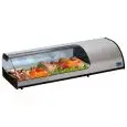 EXPOSITOR DE SOBREMESA VITRINA REFRIGERADA - SERIE SUSHIPI - Estructura de acero INOXIDABLE - Temp. °C +1/+5 - Monofásico - ESTÁTICA - CRISTAL CURVO ABRIBLE - Iluminación - MOTOR INCORPORADO