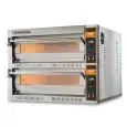 HORNO ELÉCTRICO PARA PIZZA - Mod. TECMASTER D 44  - CONTROL ELECTRÓNICO con PANTALLA - N. 2 cámaras - Base refractaria o Techo y base refractarios - Bajos consumos - Medidas de la cámaras (x2) cm A 72 x F 72 x h 14 - N. Pizzas 4 + 4 (Ø cm 36) - N. 2 bande