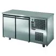 MESA REFRIGERADA DE ACERO INOX AISI 304 - Mod. UG02M60 - VENTILADAS - N. 2 PUERTAS - Temperatura 0°/+10°C - Medidas cm. L 146 x P 60 x h 85/92 - CE