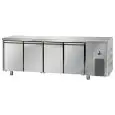 MESA REFRIGERADA DE ACERO INOX AISI 304 - VENTILADO - Mod. UG04MBT - GASTRONORM 1/1 - N. 4 PUERTAS - Temperatura -18°/-22°C - Medidas cm L 232 x P 71,5 x h 85/92 - CE