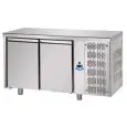 MESA REFRIGERADA DE ACERO INOX AISI 304 - PARA PASTELERÍAS - BANDEJA cm 60x40 - VENTILADO - Mod. UQ02M - N. 2 PUERTAS - Temperatura 0°/+10°C - Medidas cm. L 160 x P 80 x h 85/92 - CE