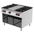 COCINA DE GAS - Mod. TPG93MC - Todoplaca + n. 4 fuegos - Con llama piloto - Compartimento abierto - Potencia Kw 31,5 - Dimensiones cm L 120 X P 90 X H 90 - CE
