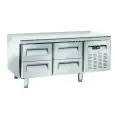 Mesa refrigerada de acero inox - Mod UGN 2140 - Refrigeración ventilada - 4 cajones - Capacidad 181 L - Temperatura -2°/+8°C - Dimensiones L 136,7 x P 70 x H 65 cm