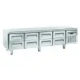 Mesa refrigerada de acero inox - Mod UGN 4180 - Refrigeración ventilada - 8 cajones - Capacidad 362 L - Temperatura -2°/+8°C - Dimensiones L 223,9 x P 70 x H 65 cm