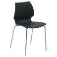 SILLA UNI - MOD. 550 - ESTRUCTURA DE 4 PATAS DE ACERO - ARMAZÓN DE POLIPROPILENO - ACABADO CROMADO PARA INTERIORES - ACABADO BARNIZADO PARA INTERIORES/EXTERIORES - APILABLE - CONFECCIÓN DE N. 5 - Medidas Cm A 47 x F 53 x H 79 - HOMOLOGACIÓN CE