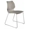 SILLA UNI - MOD. 552 - ESTRUCTURA DE PATÍN DE ACERO - ARMAZÓN DE POLIPROPILENO - ACABADO CROMADO PARA INTERIORES - ACABADO BARNIZADO PARA INTERIORES/EXTERIORES - APILABLE - Medidas Cm A 49 x F 53 x H 79 - HOMOLOGACIÓN CE