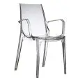 SILLA VANITY - MOD. 2654 - Carcasa de POLICARBONATO con BRAZOS - Para INTERIORES y EXTERIORES - APILABLE - Med. cm L 57 x P 55 x H 88 - Homologación CE