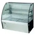 EXPOSITOR DE SOBREMESA CALIENTE SNACK DE ACERO INOX  - CRISTAL CURVO - Mod. VPH160 - Temperatura +30º/+90ºC - Capacidad Lt. 160 - Alimentación MONOFÁSICA V230 50/60 Hz - Potencia W 1100 - Medidas cm A 88 x F 58 x h 67
