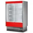 EXPOSITOR MURAL REFRIGERADO CON PUERTAS CORREDERAS - MOD. VULCANO VS 60 C BARNIZADO - Apto para CARNE ENVASADA - Cristales correderos - BAJO CONSUMO ENERGÉTICO - VENTILADO - Temperatura mínima de trabajo °C +0/+2 - AUTOSERVICIO - NO CANALIZABLE - CE