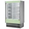 EXPOSITOR MURAL REFRIGERADO CON PUERTAS CORREDERAS - MOD. VULCANO VS 80 C INOX - Apto para CARNE ENVASADA - Cristales correderos - BAJO CONSUMO ENERGÉTICO - VENTILADO - Temperatura mínima de trabajo °C +0/+2 - AUTOSERVICIO - NO CANALIZABLE - CE