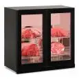 Vitrina refrigerada para conservación de carne modelo WALL MEAT 200 BLK, temperatura -2°C / +10°C, capacidad bruta 195 Lt, dimensiones exteriores 900 x 565 x 852 mm.