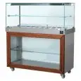 VITRINA CALIENTE SOBRE ARMARIO con ruedas - MOD. BAVP - CRISTALES RECTOS - CON ARMARIO ABIERTO - ESTRUCTURA DE ACERO INOXIDABLE - TEMPERATURA °C +30 /+ 90  - Control termostático - Iluminación - Monofásica 240V - NORMA CE