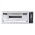 HORNOS ELÉCTRICOS DIGITALES PARA PIZZA - Mod. BASIC 6/D - N. 1 cámara - Superficie de cocción con piedras refractarias - Medidas de la cámara cm A 66 x F 99 x 14h - N. Pizzas 6 (Ø cm 32) - Potencia 7,2 Kw - CE