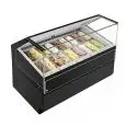 VITRINA PARA HELADOS SIN RESERVA - Mod JOLLY VAD - CRISTALES ALTOS RECTOS - REFRIGERACIÓN VENTILADA - Alimentación monofásica 230v/50hz - CON UNIDAD CONDENSADORA INCORPORADA - Altura: 135 cm