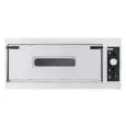 HORNO ELÉCTRICO MECÁNICO PARA PIZZA - Mod. TRAYS 6 ALTO - N. 1 cámara - Superficie con piedras refractarias - Medidas de la cámara cm A 82 x F 108 x 27 h - N. Pizzas 6 (Ø cm 40)/N. 3 bandejas en vertical cm 60x40 - Potencia 10,2 Kw - CE