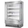 EXPOSITOR MURAL REFRIGERADO CON PUERTAS ABATIBLES - MOD. VULCANO VB 80 INOX - Para FRUTA y VERDURA - de BAJO CONSUMO ENERGÉTICO - VENTILADO - Temperatura mínima de trabajo °C +6/+8 - AUTOSERVICIO - NO MODULAR - CE