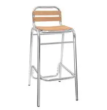 TABURETE - MOD. ALW09 - ESTRUCTURA DE ALUMINIO ANODIZADO ø 28 x 1,8 mm - DUELAS DE MADERA DE ROBLE - ALTURA DEL ASIENTO cm 80 - PARA USO EXTERIOR - PAQUETE DE N. 7 - DIM. cm L 40 x P 35 x h 100 - CE