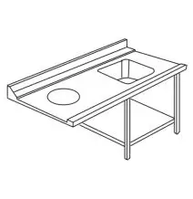 MESA DE ENTRADA CON CUBA Y AGUJERO PARA LAVAVAJILLAS DE TIPO CAMPANA - Mod ACTAVINCV - ESTRUCTURA DE ACERO INOXIDABLE AISI 304 - IZQUIERDA/DERECHA SEGÚN EL MODELO - CON ESTANTE INFÉRIEURE - EQUIPADA CON BORDE ELEVADO - PARA LAVAVAJILLAS MODELO LAPI 50 C Y