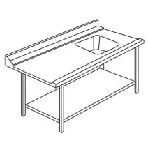 MESA DE ENTRADA CON CUBA Y BORDE ELEVADO PARA LAVAVAJILLAS DE TIPO CAMPANA - Mod ACTAVINV - ESTRUCTURA DE ACERO INOXIDABLE AISI 304 - IZQUIERDA/DERECHA SEGÚN EL MODELO - CON ESTANTE INFERIOR - PARA LAVAVAJILLAS MODELO LAPI 50 C Y LAPI 50 C PL