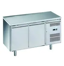 MESA REFRIGERADA DE ACERO INOX AISI 201 - PASTELERÍA - VENTILADO - Mod. G-PA2100TN-FC - 2 PUERTAS - CAPACIDAD BRUTA Lt 390 - TEMPERATURA -2°/+8°C - Medidas cm. A 151 x F 80 x h 85 - CE