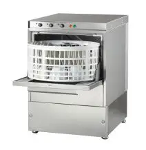 LAVAVASOS DE ACERO INOX AISI 304 18/10 - MODELO J 36 - CON BOMBA DE DESAGÜE - PASO ÚTIL ALTURA MÁXIMA cm 18 - CESTA REDONDA Ø cm 36 - CICLO 120" - Medidas totales cm A 42,5 x F 45,5 x h 60,6